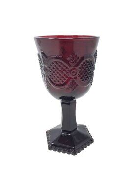 Vintage Avon 1876 Cape Cod Ruby Red Glass Elegant Wine Glass